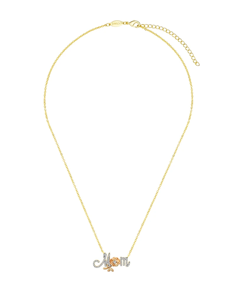 Disney Cubic Zirconia and Mother of Pearl Princess Mom Rose Necklace