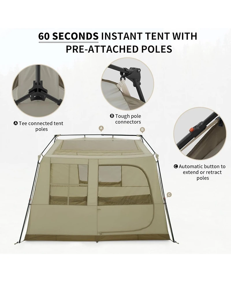 Naturehike Village Camping Tent, 4 Person Tents for Camping, 60S Easy Setup Instant Tent for Family Camping, Car Camping