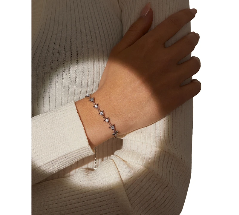 Eliot Danori Silver-Tone Cubic Zirconia Triangle Slider Bracelet, Exclusively at Macy's