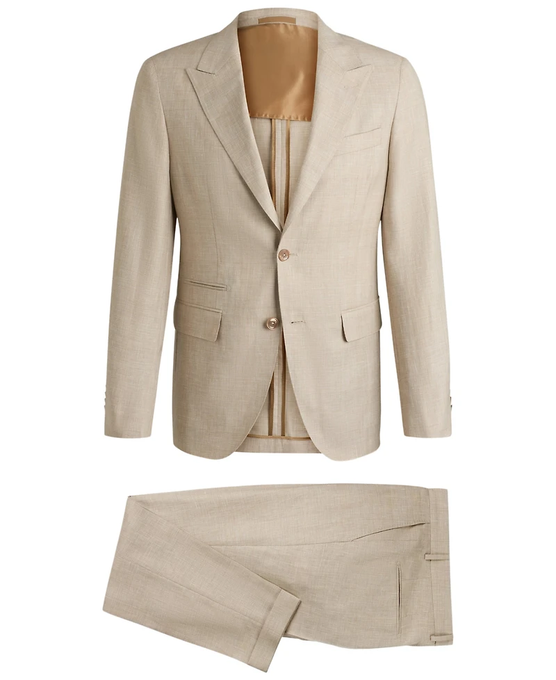 Boss by Hugo Men's Linen-Blend Slim-Fit Checked Suit