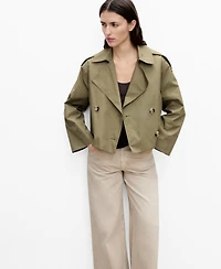 Mango Women's Double-Breasted Cropped Trench Jacket