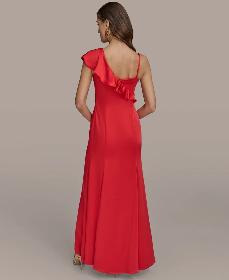 Donna Karan New York Women's Ruffle-v-Neck Sleeveless Gown