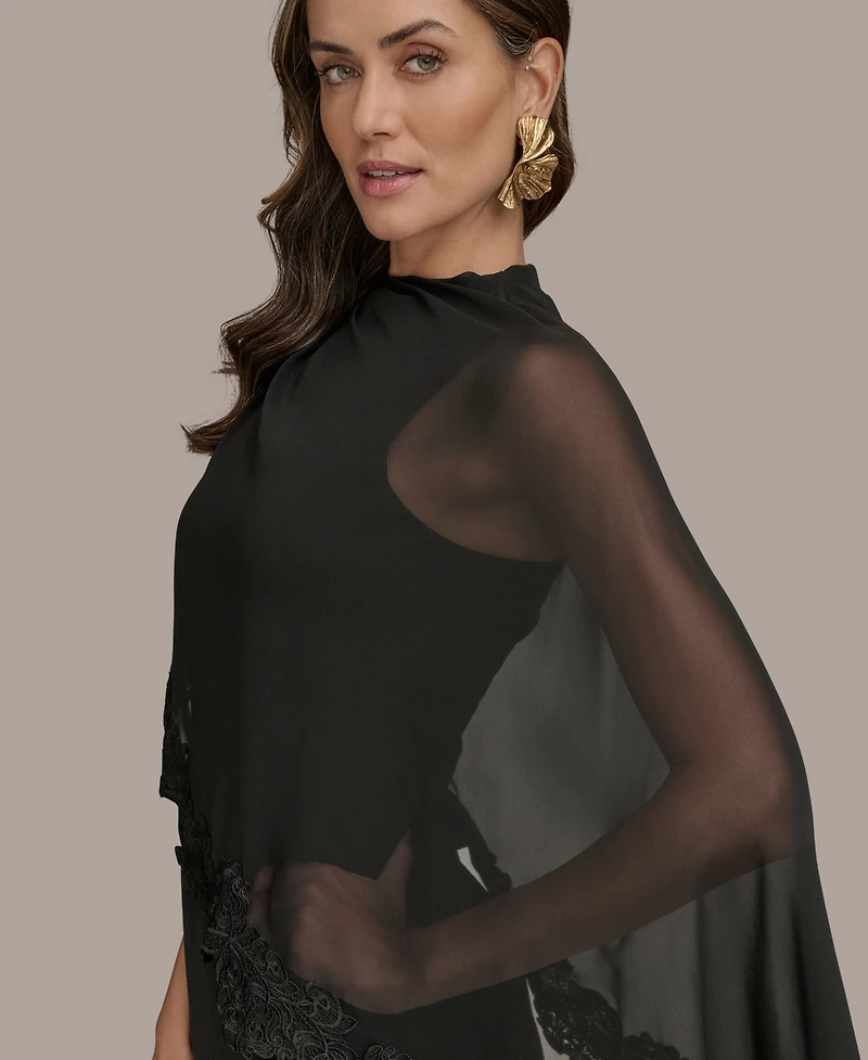 Donna Karan New York Women's Chiffon-Cape-Overlay Gown