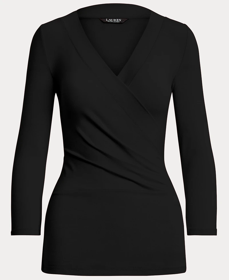 Lauren Ralph Lauren Women's Ruched Surplice Jersey Top