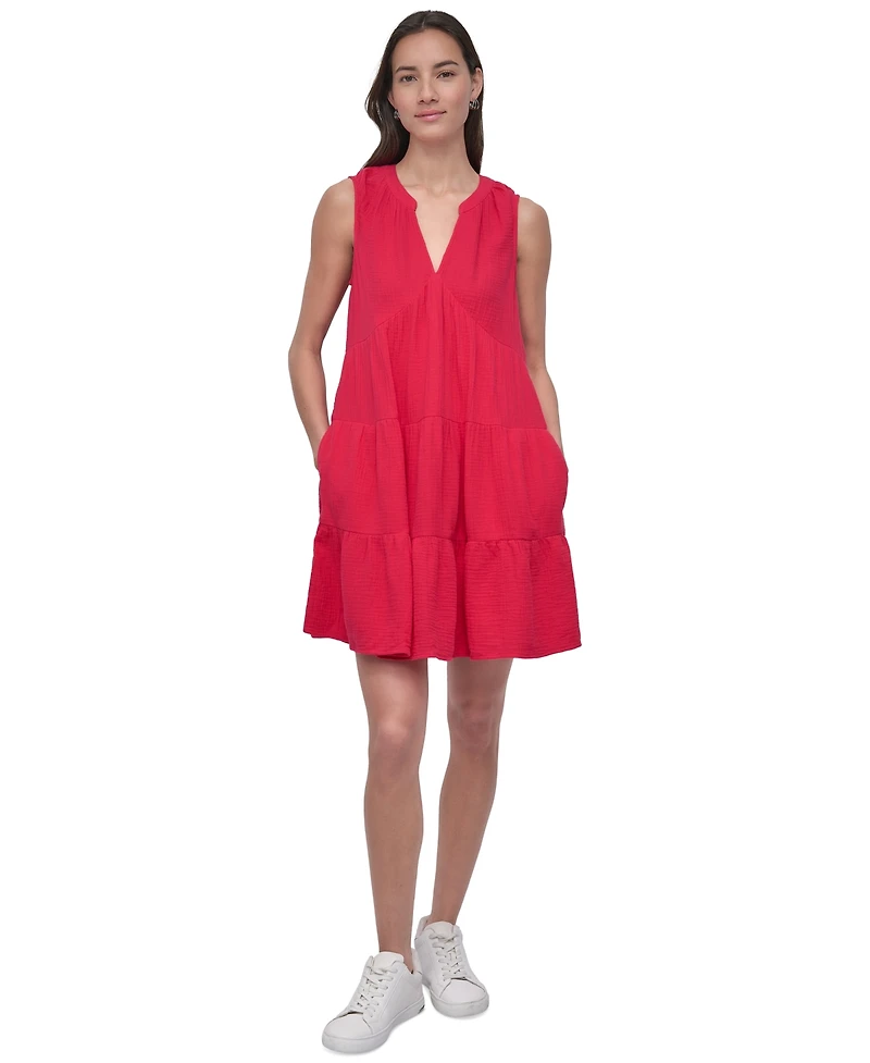 Dkny Jeans Women's Cotton Gauze Sleeveless Mini Dress - AZL