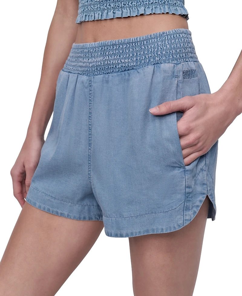 Dkny Jeans Women's Chambray High Rise Dolphin-Hem Shorts - FJZ