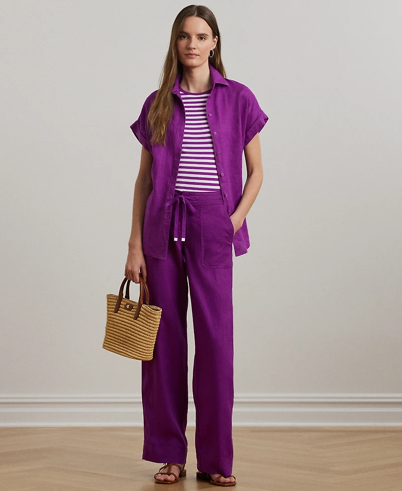 Lauren Ralph Lauren Petite Striped Stretch Cotton Crewneck Tee