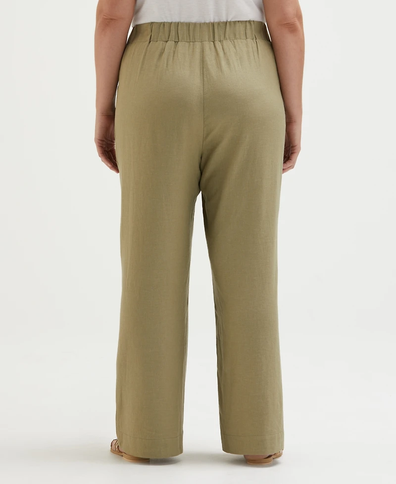 Ella Rafaella Plus Linen Blend Pleated Wide Leg Pants
