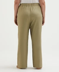 Ella Rafaella Plus Linen Blend Pleated Wide Leg Pants