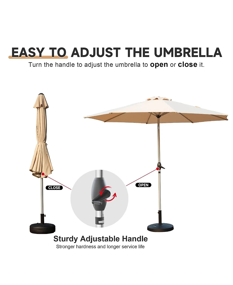 9FT Patio Umbrella, Outdoor Table Umbrella with Push Button Tilt and Crank, Uv Protection Waterproof Market Sun 8 Sturdy Ribs for Garden