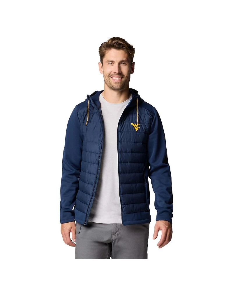 Columbia Men's Navy West Virginia Mountaineers Out-Shield Hybrid Full-Zip Hoodie Jacket