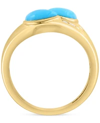 Effy Turquoise (5x7mm) & Diamond (1/4 ct. t.w.) Statement Ring in 14k Yellow Gold