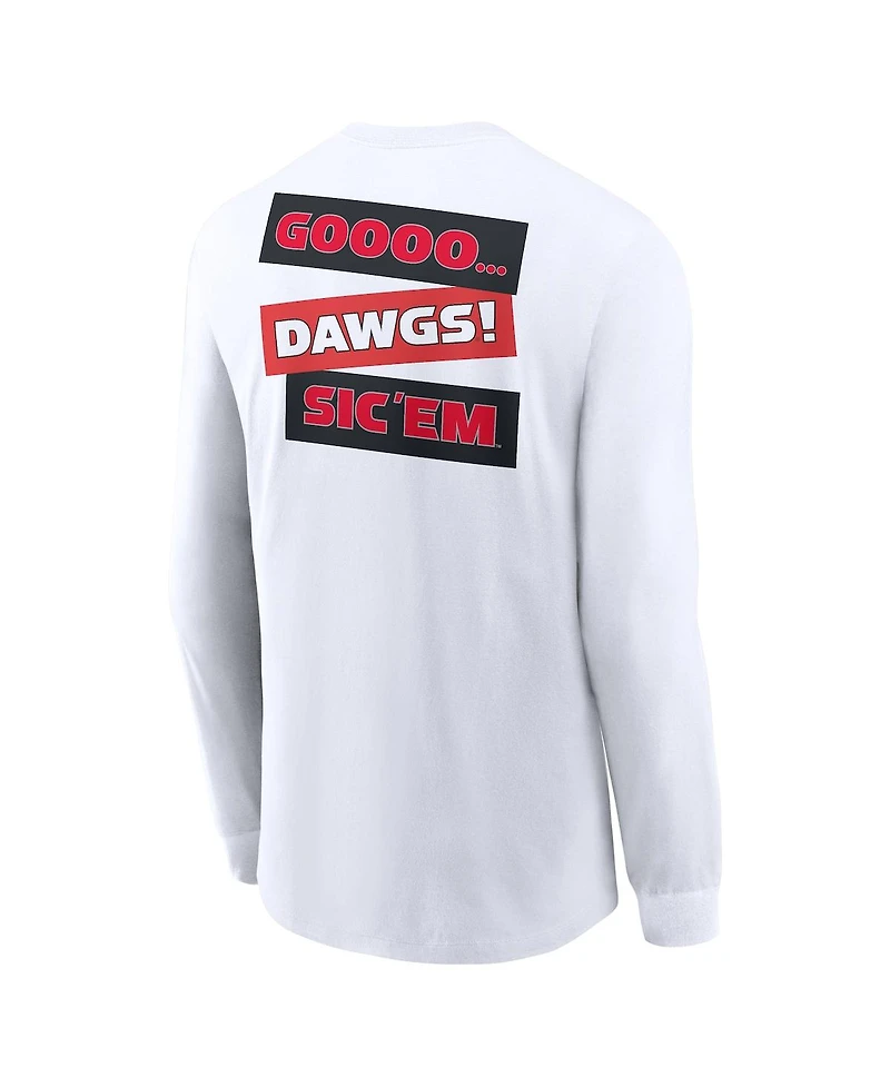 Nike Men's White Georgia Bulldogs Two-Hit Classic Location Long Sleeve T-Shirt