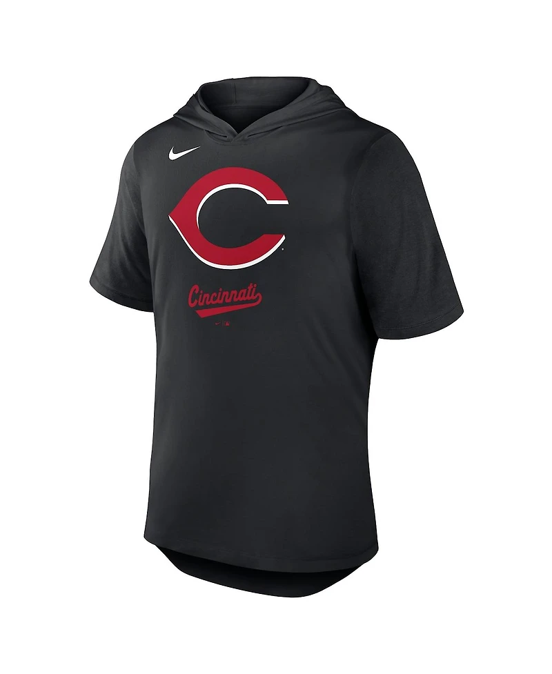 Nike Men's Black Cincinnati Reds Tri-Blend Performance Hoodie T-Shirt