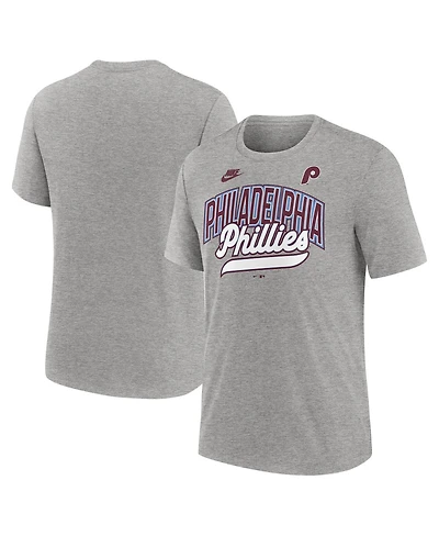 Nike Men's Heather Gray Philadelphia Phillies Cooperstown Collection Retro Tri-Blend T-Shirt