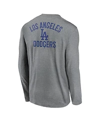 Nike Men's Heather Charcoal Los Angeles Dodgers 2-Hit Legend Performance Long Sleeve T-Shirt