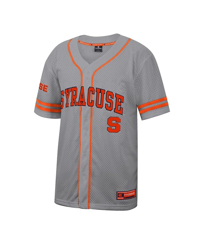 Colosseum Men's Gray Syracuse Orange Free Spirited Baseball Jersey