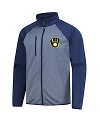 G-iii Sports by Carl Banks Men's Navy Milwaukee Brewers Runners Raglan Full Zip Track Jacket