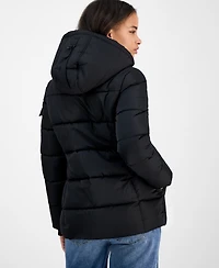 Steve Madden Women's Faux-Fur-Trim Hooded Utility-Pocket Puffer Coat