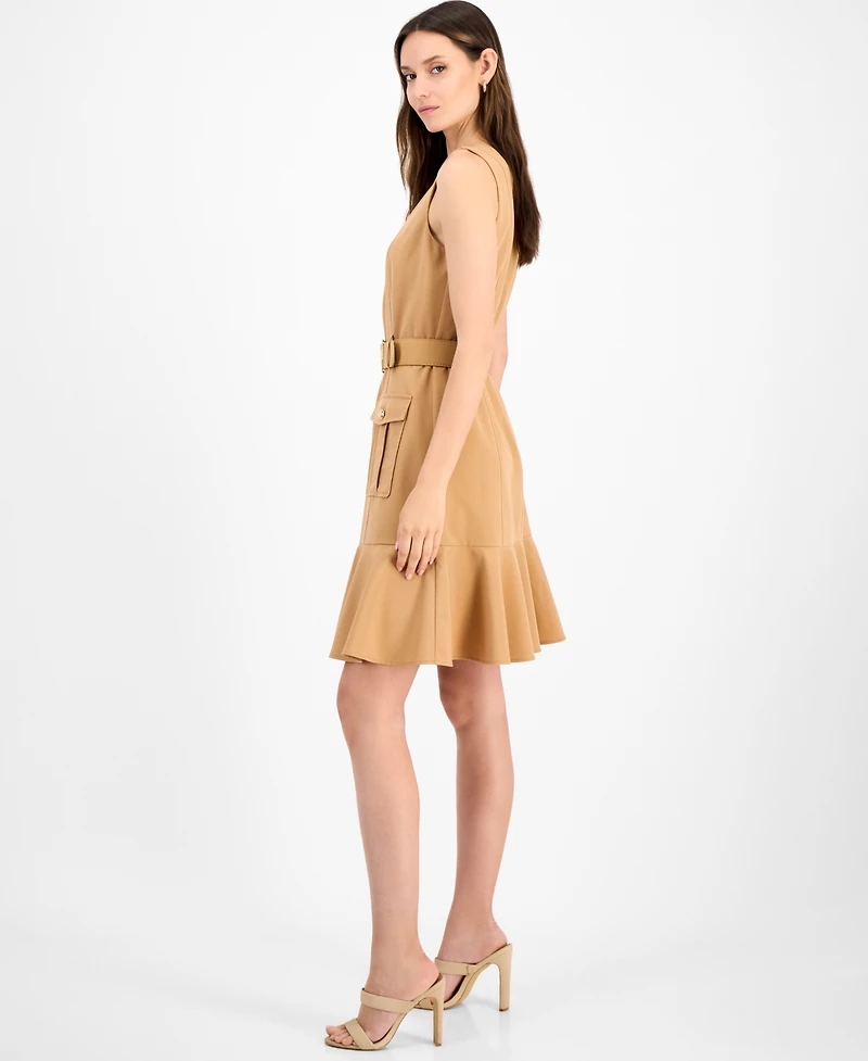 Tahari Asl Women's Belted Sleeveless Fit & Flare Dress
