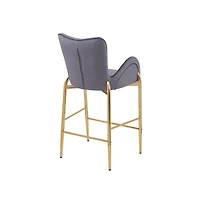 Set of 2 Velvet Bar Stools, Tufted Armchairs with Gold Metal Legs for Home & Kitchen Island-The Pop