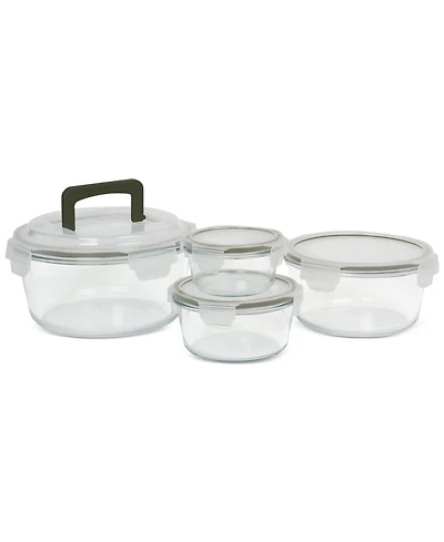 Sedona Kitchen 8-Piece Round Glass Food Storage Bowl & Lid Set