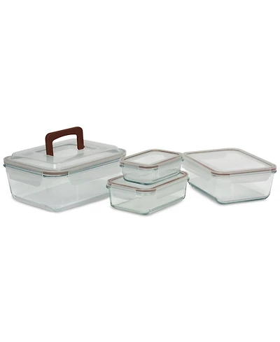 Sedona Kitchen 8-Piece Rectangular Glass Container Food Storage Set