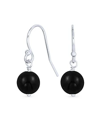 Bling Jewelry Basic Round 8MM Bead Drop Earrings with Fish Hook Sterling Silver