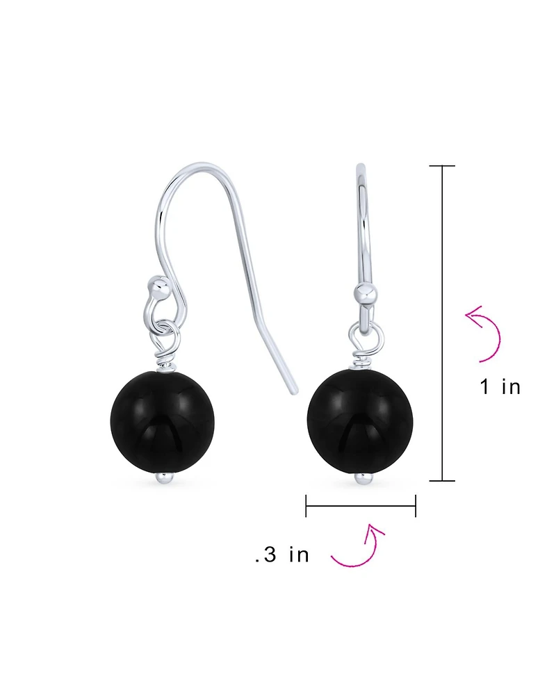 Bling Jewelry Basic Round 8MM Bead Drop Earrings with Fish Hook Sterling Silver