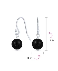 Bling Jewelry Basic Round 8MM Bead Drop Earrings with Fish Hook Sterling Silver