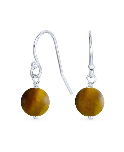 Bling Jewelry Simple Basic Round 8MM Bead Ball Drop Dangle Earrings Secure French Fish Hook Wire .925 Sterling Silver