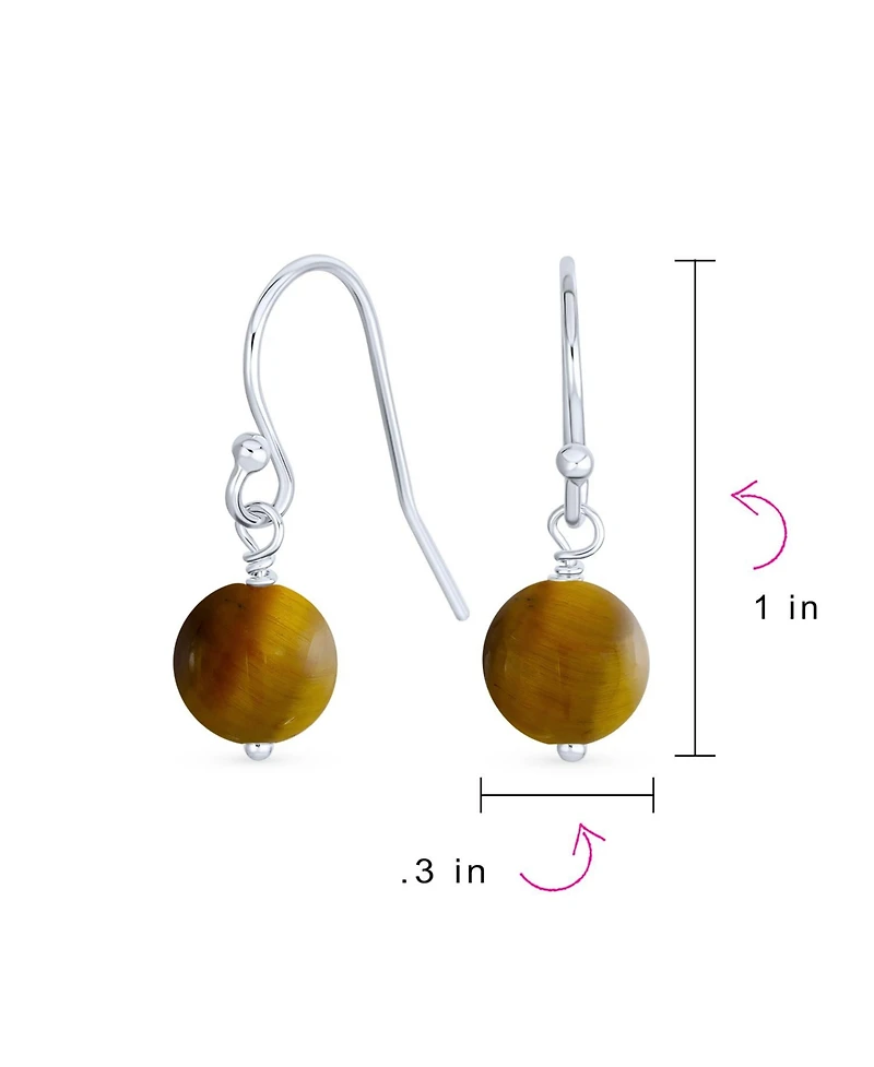 Bling Jewelry Basic Round 8MM Bead Drop Earrings with Fish Hook Sterling Silver