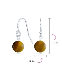 Bling Jewelry Basic Round 8MM Bead Drop Earrings with Fish Hook Sterling Silver