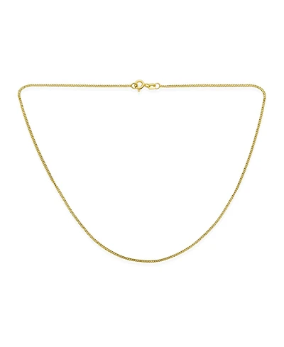 Bling Jewelry Thin 2MM Strong Simple Miami Cuban Curb Chain Necklace Yellow Gold Plated.925 Sterling Silver