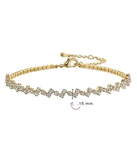 Bling Jewelry Thin Minimalist Delicate Cubic Zirconia Zig Zag Cz Bracelet Yellow Gold Plated