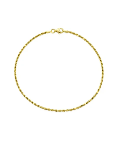 Bling Jewelry Strong Cable Rope Chain Anklet Ankle Bracelet Yellow Gold Plated .925 Sterling Silver
