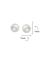 Bling Jewelry Basic Simple Bead Ball Freshwater Cultured Pearl Stud Earrings .925 Sterling Silver 7MM