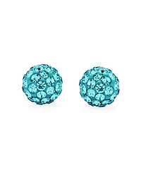 Bling Jewelry Elegant .925 Sterling Silver Round 8MM Glittering Pave Crystal Disco Ball Stud Earrings