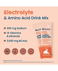 NativePath Native Hydrate Stick Packs, Sugar Free Electrolytes Powder with BCAAs, Peach Mango Hydration, Keto & Paleo Friendly, 30 Servings
