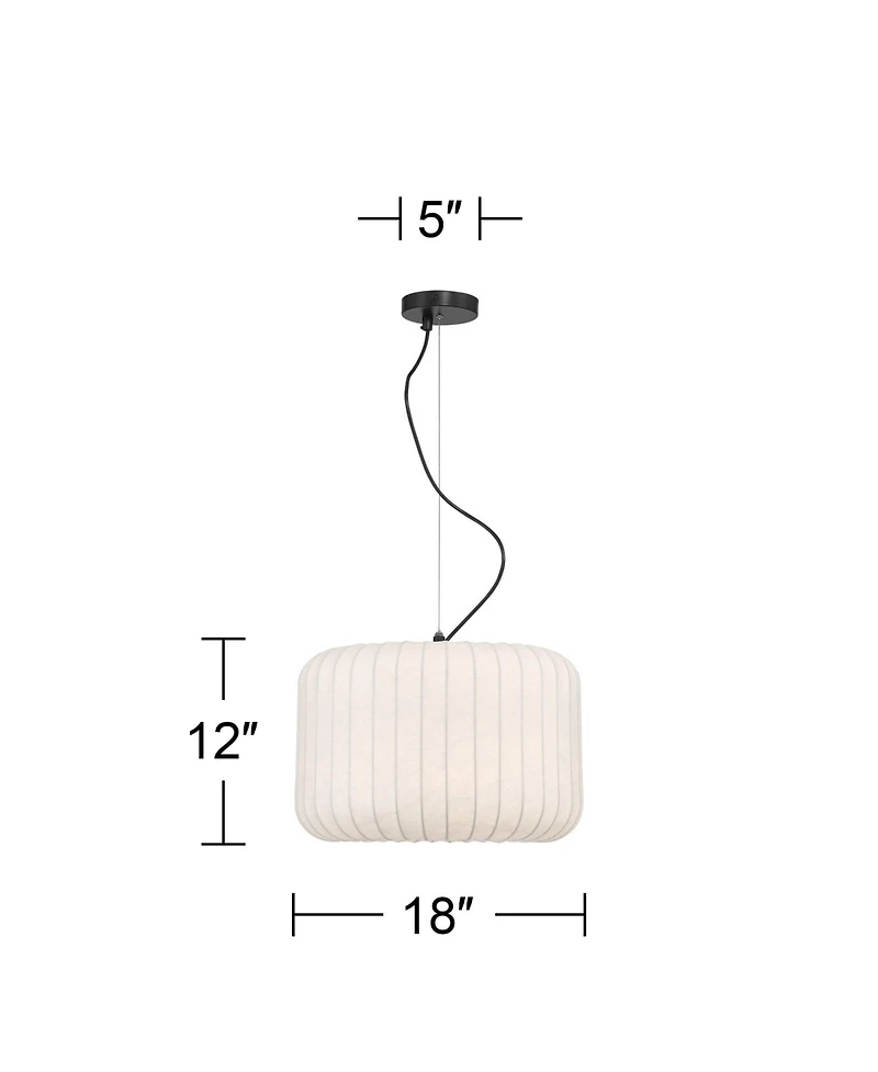 Possini Euro Design Jaime 18" Modern Pendant Chandelier Ceiling Light Fixture Dining Room Over Table Drum Matte Black and White