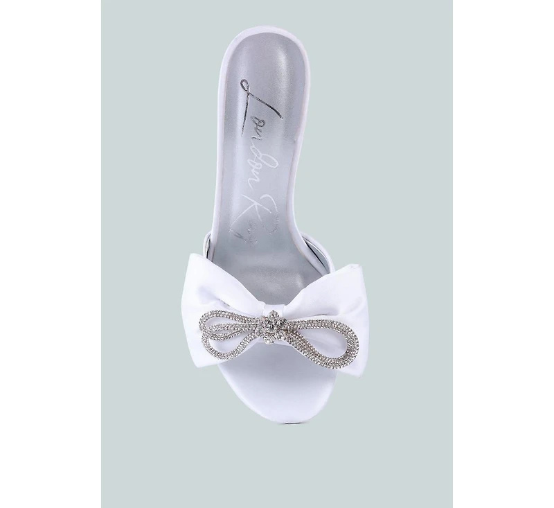 Womens Brag In Rhinestone Embellished Bow Satin Heels sandals