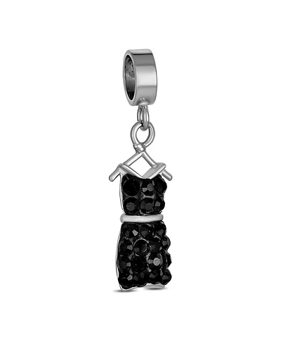 Bling Jewelry Fashion Crystal Black Dress Dangle Charm Bead Sterling Silver for European Bracelet