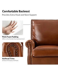 Traditional Raymond Genuine Leather Recliner with Classic Roll-arm