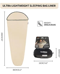 Naturehike Hut Sleeping Bag Ultralight Sleeping Bag Liner only 390g High Elasticity Travel Sleeping Bag with Small Pack Size for Backpacking