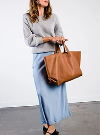 Able Large Foldable East/West Tote Bag, Pebbled Nut