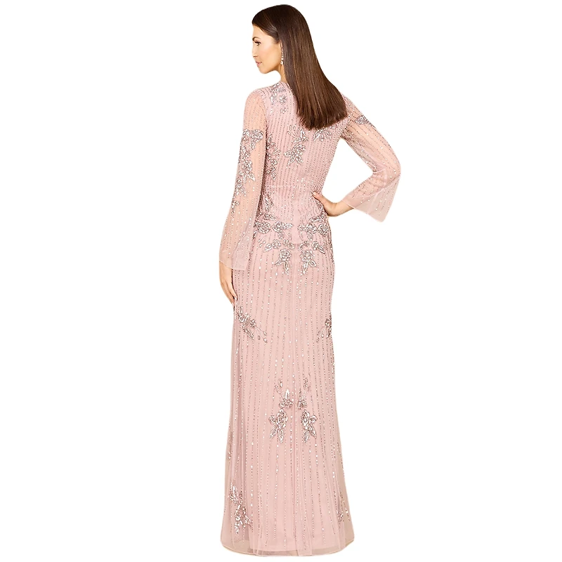 Lara Women's Long Sleeve, High Neck Beaded Gown - Outlet