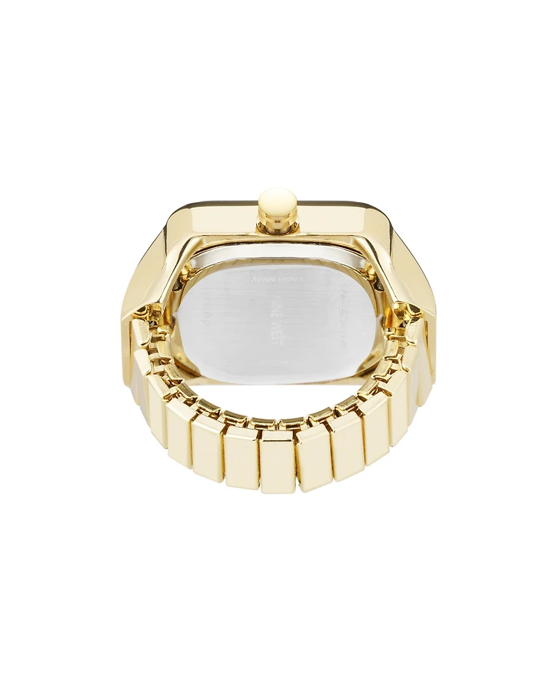 Nine West Women's Quartz Polished Square Gold-Tone Metal Alloy Ring Watch, 21mm