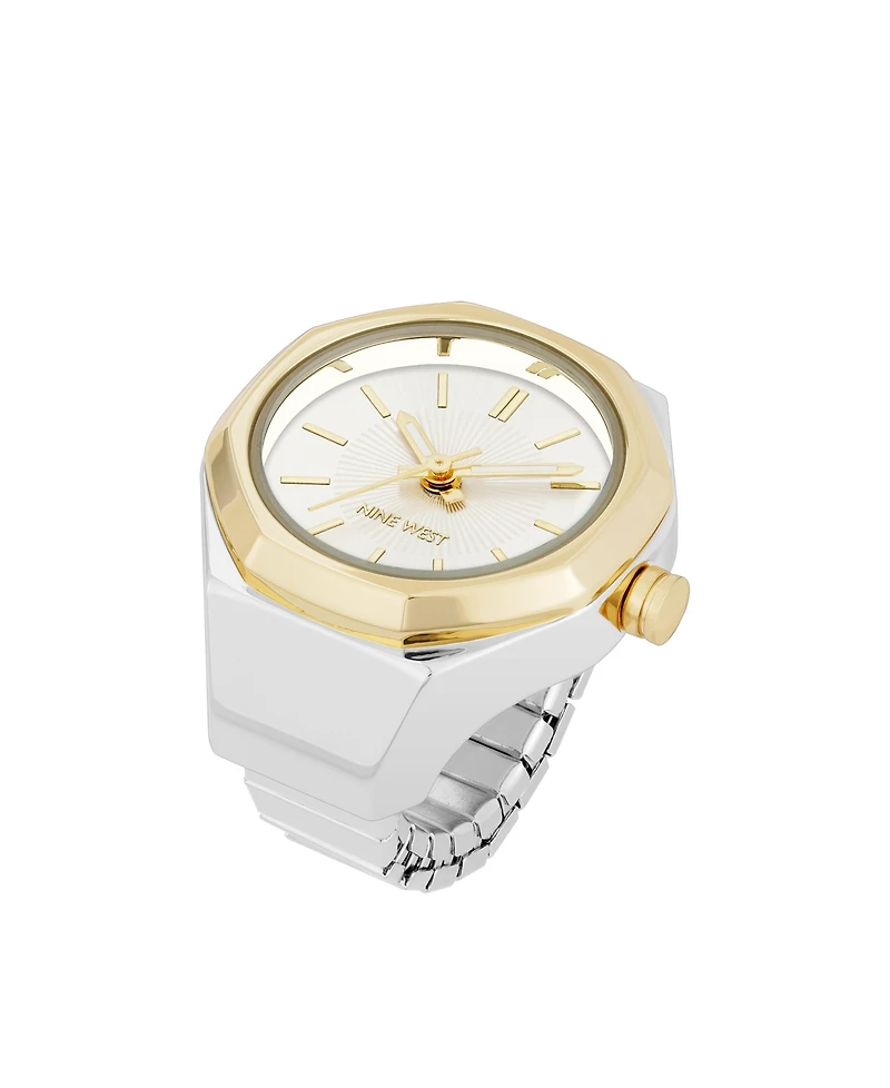 Nine West Women's Quartz Contemporary Two-Tone Metal Alloy Ring Watch, 23mm