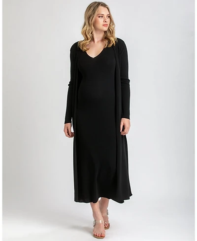 Pietro Brunelli Maternity Viscose Knit Side Slits Maxi Tulip Cardigan