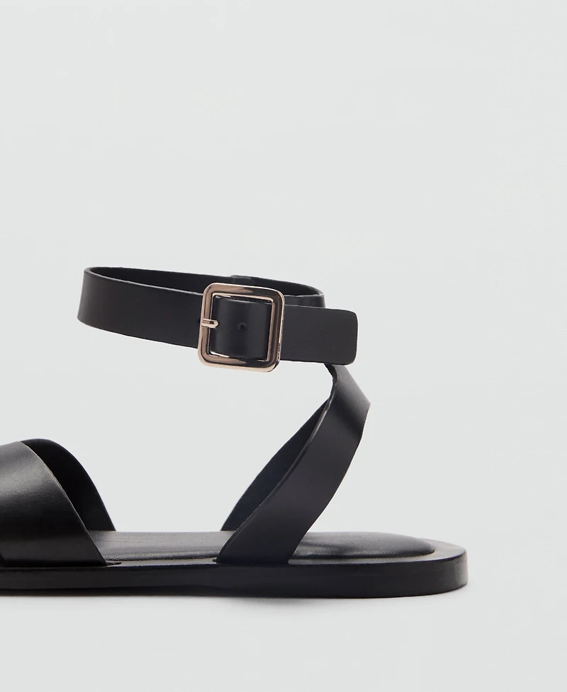 Mango Women's Buckle Strap Leather Sandals